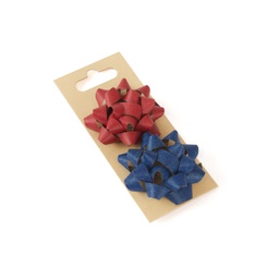 [3300001] Set 2 lazos ø 60 mm ancho cinta 10 mm papel kraft 100% reciclado Azul - Rojo