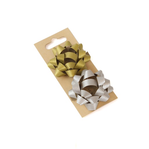 [3300002] Set 2 lazos 60 mm diámetro papel kraft 100% reciclado oro-plata