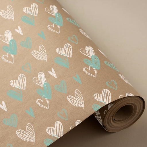 [3150194U] Bobina 31cm 2 kg 100% kraft reciclado corazones