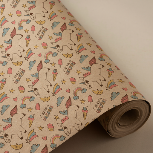 [3150195U] Bobina 31cm 2 kg 100% kraft reciclado unicornio dulce