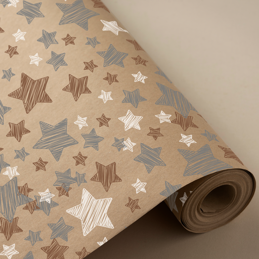[3150197U] Bobina 31cm 2 kg 100% kraft reciclado estrellas