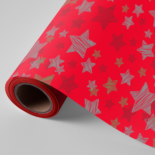 [3150243U] Bobina de 62 cm 4kg navidad rojo estrellas