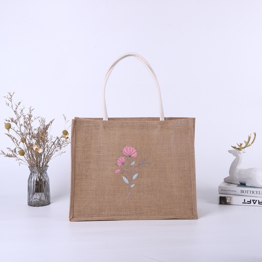 [5077001] Bolsa yute 43 x 34,5 x 17 cm diseño Flor