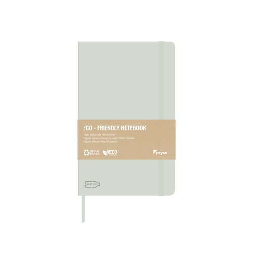 [8010003] Libreta tapa dura 80g 96 hojas blancas 130 x 208 mm verde claro