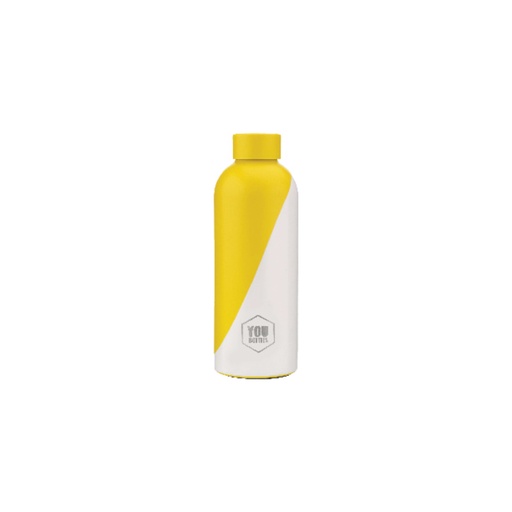 [0955049] Botella de Acero Inoxidable de 500 ml Dual Color Blanca/Amarillo Limón
