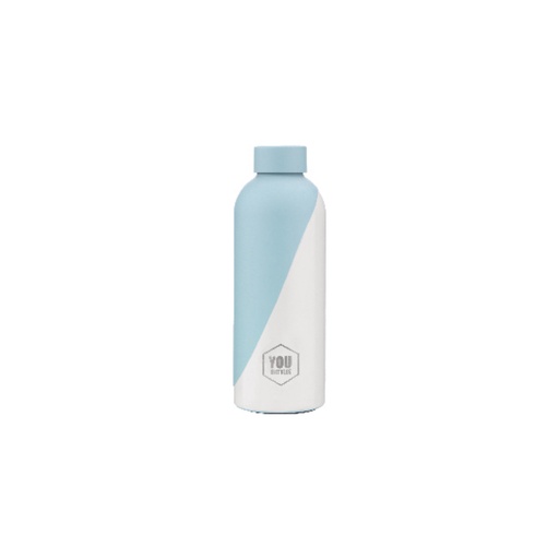 [0955050] Botella de Acero Inoxidable de 500 ml Dual Color Blanca/Azul Cielo