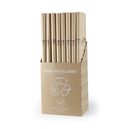 [3150030k] Expositor 50 rollos 0.7 x 2 m papel kraft reciclado